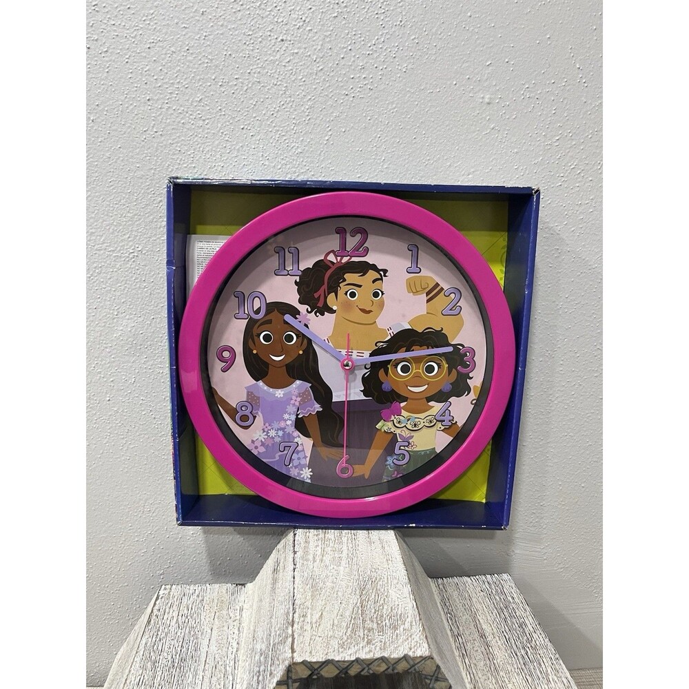 Disney Encanto Wall Clock 9.5" 3 Madrigal sisters MIRABEL Fun NEW